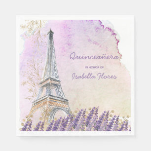 Quinceanera Parijs Eiffeltoren Franse Lavendel Servet