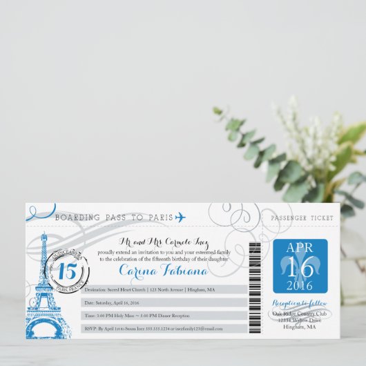Quinceanera | Parijs Kaart (Staand voorkant)