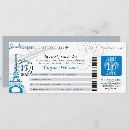 Quinceanera | Parijs Kaart (Voorkant / Achterkant)