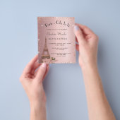 Quinceanera Paris blush roze budget uitnodiging Flyer (Hand)
