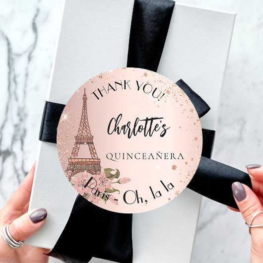 Quinceanera Paris Eiffeltoren bedankt Ronde Sticker