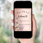 Quinceanera Paris eiffeltoren roos gouden welkom Poster