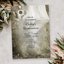 Quinceañera-partij: Cowgirl en zonnebloemen Kaart