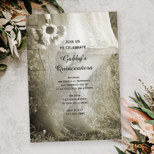 Quinceañera-partij: Cowgirl en zonnebloemen Kaart
