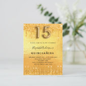 Quinceanera partij gouddruppels uitnodiging briefkaart (Staand voorkant)