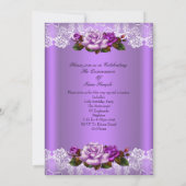 Quinceanera Partij Paarse roze rozen Witte Lace Kaart (Achterkant)