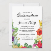 Quinceanera Party Aloha Tropical Luau Tiki Invite Kaart (Voorkant)