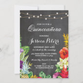 Quinceanera Party Aloha Tropische Lichten nodigen Kaart (Voorkant)