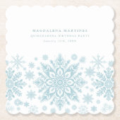 Quinceanera Party Blauw Wit Sneeuwvlok Custom Kartonnen Onderzetters (Voorkant)