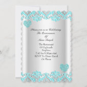 Quinceanera Party Blauwgroen blauw hart Kaart (Achterkant)