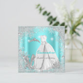 Quinceanera Party Blauwgroen Blue Silver Snowflake Kaart (Staand voorkant)