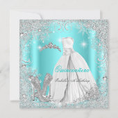 Quinceanera Party Blauwgroen Blue Silver Snowflake Kaart (Voorkant)