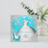 Quinceanera Party Blauwgroen Blue Silver Snowflake Kaart (Staand voorkant)
