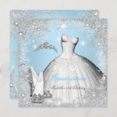Quinceanera Party Blue Silver Snowflakes Kaart (Voorkant / Achterkant)