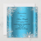 Quinceanera Party Blue Silver Winter Snowflakes Kaart (Achterkant)