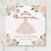 Quinceanera Party Blush Gown Roze Bloemen Favor Ta Bedankjes Labels (Voorkant)