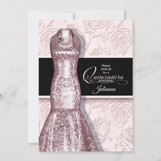 Quinceanera Party Blush Pink and White Roses Kaart (Voorkant)