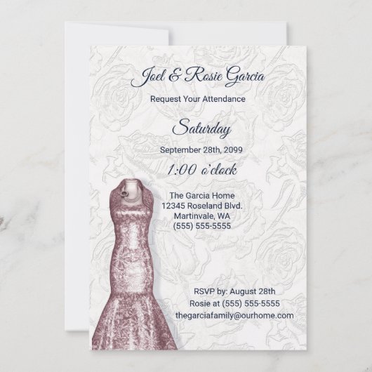 Quinceanera Party Blush Pink and White Roses Kaart (Achterkant)