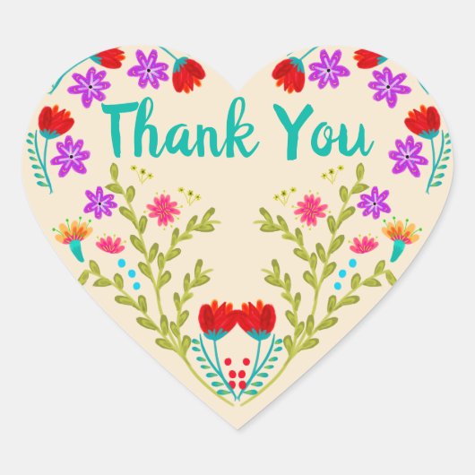 Quinceanera Party Champagne Floral Dank u Hart Sticker (Voorkant)