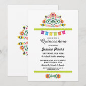Quinceanera Party Floral Fiesta Mexican Birthday Kaart (Voorkant / Achterkant)
