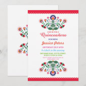 Quinceanera Party Floral Fiesta Mexican Birthday Kaart (Voorkant / Achterkant)