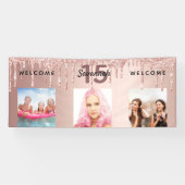 Quinceanera party foto roos goudglitter spargel spandoek (Horizontaal)