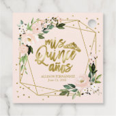 Quinceanera Party Gold Foil Blush Pink Floral Bedankjes Labels (Achterkant)