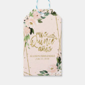 Quinceanera Party Gold Foil Blush Pink Floral Cadeaulabel (Voorkant)