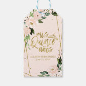 Quinceanera Party Gold Foil Blush Pink Floral Cadeaulabel (Achterkant)