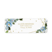 Quinceanera Party Gold Foil Dusty Blue Floral Lab Etiket (Voorkant)