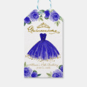 Quinceanera Party Gown Royal Blue Floral Cadeaulabel (Voorkant)