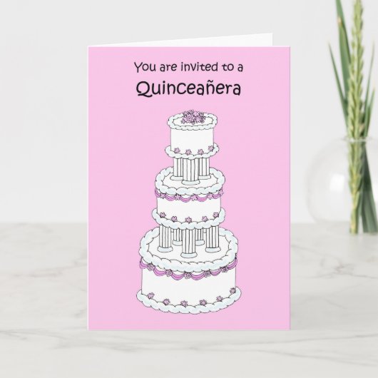 Quinceanera Party Invitation Pretty Cake (Voorkant)