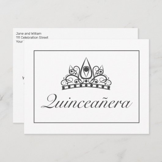 Quinceañera Party Kroonaankondiging Uitnodiging (Voorkant / Achterkant)