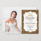 Quinceanera Party - Leopard Print White Foto Kaart (Voorkant)