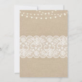 Quinceanera Party Lights Rustic Burlap Lace Invite Kaart (Achterkant)
