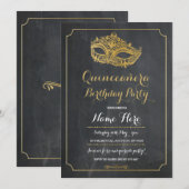 Quinceanera Party MASQUERADE Birthday Mask Invite Kaart (Voorkant / Achterkant)