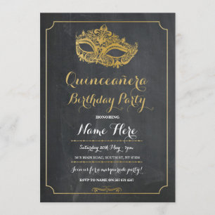 Quinceanera Party MASQUERADE Birthday Mask Invite Kaart