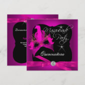Quinceanera Party Masquerade Pink Black Kaart (Voorkant / Achterkant)