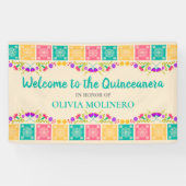 Quinceanera Party Mexican Fiesta Floral Welcome Spandoek (Horizontaal)