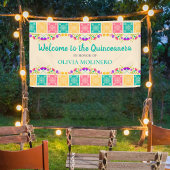 Quinceanera Party Mexican Fiesta Floral Welcome Spandoek