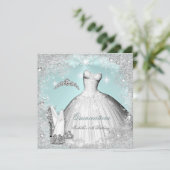Quinceanera Party Mint Blue Silver Snowflakes Kaart (Staand voorkant)