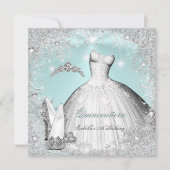 Quinceanera Party Mint Blue Silver Snowflakes Kaart (Voorkant)