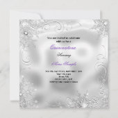 Quinceanera Party Paarse Silver Snowflakes S Kaart (Achterkant)