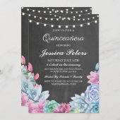 Quinceanera Party Pastels Succulents 15th Invite Kaart (Voorkant / Achterkant)