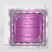 Quinceanera Party Pink Silver Diamond Tiara Kaart (Achterkant)