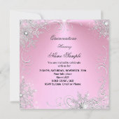 Quinceanera Party Pink Silver Winter Snowflakes Kaart (Achterkant)