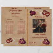 Quinceañera Party-programma Rode Maskerade Masker (Voorkant / Achterkant)