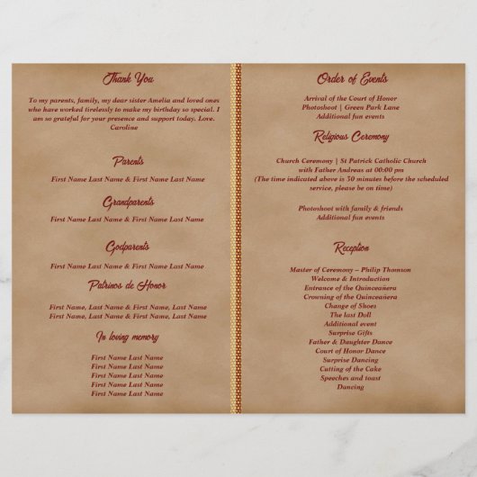 Quinceañera Party-programma Rode Maskerade Masker (Achterkant)