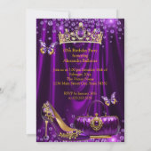 Quinceanera party Purple Tiara High heel gold Kaart (Achterkant)