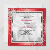 Quinceanera Party Red Silver Dress Heels S5 Kaart (Achterkant)